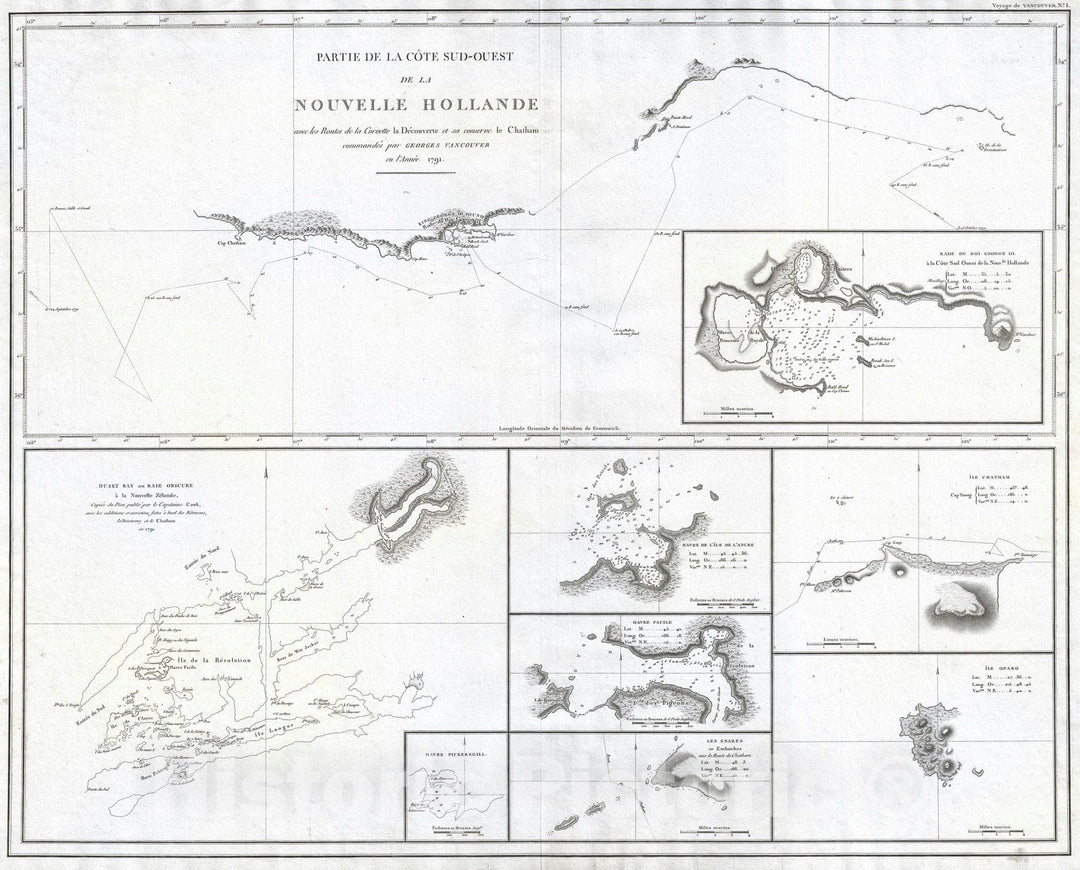 Historic Map : Australia and New Zealand, Vancouver, 1799, Vintage Wall Art