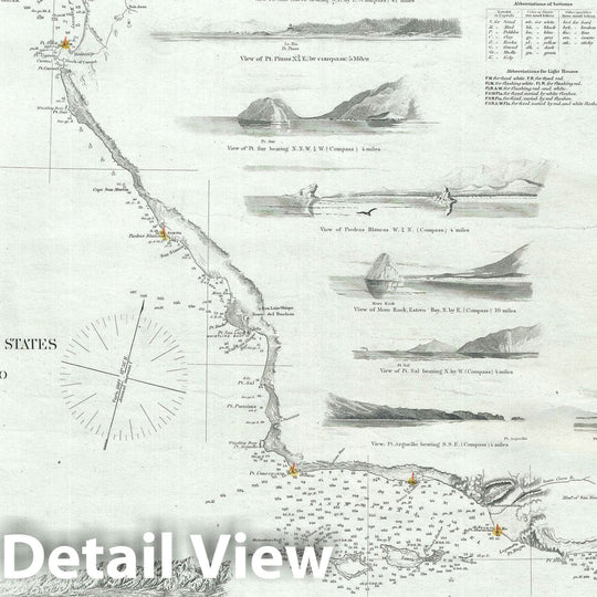 Historic Map : Nautical Chart California Coastline "San Francisco to San Diego", U.S. Coast Survey, 1887, Vintage Wall Art