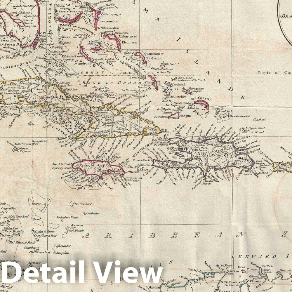 Historic Map : The West Indies, Russell, 1811, Vintage Wall Art