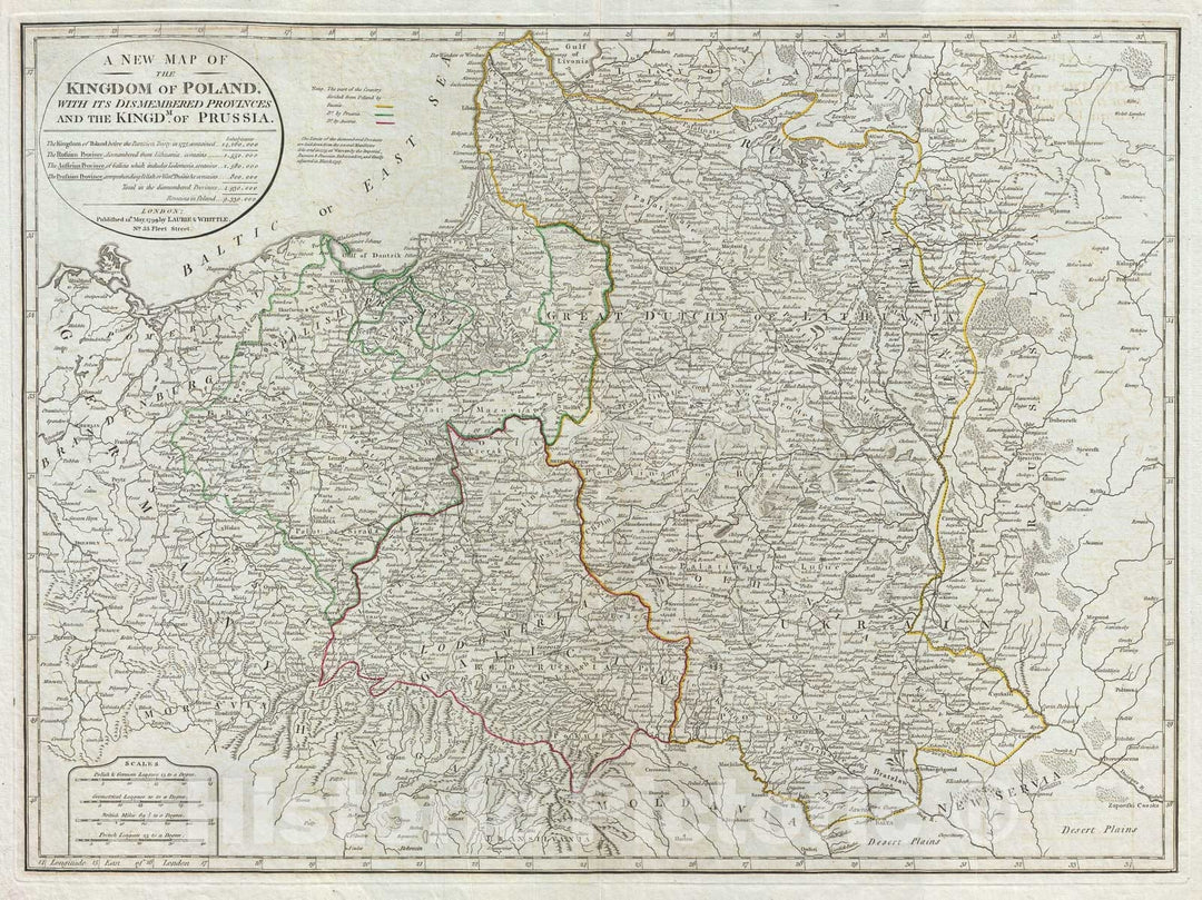 Historic Map : The Poland and Lithuania following The Third Partition, Laurie and Whittle, 1799, Vintage Wall Art