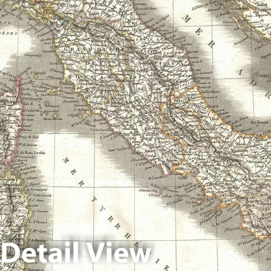 Historic Map : Italy: Sardinia, Naples, Tuscany, Modena, Lapie, 1831, Vintage Wall Art