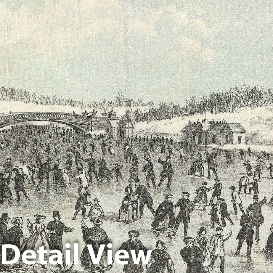 Historic Map : Skating Pond in Central Park, New York, Valentine, 1861, Vintage Wall Art