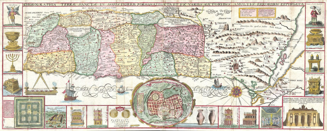 Historic Map : The Holy Land - Israel w- numerous insets, Tirinus, 1632, Vintage Wall Art