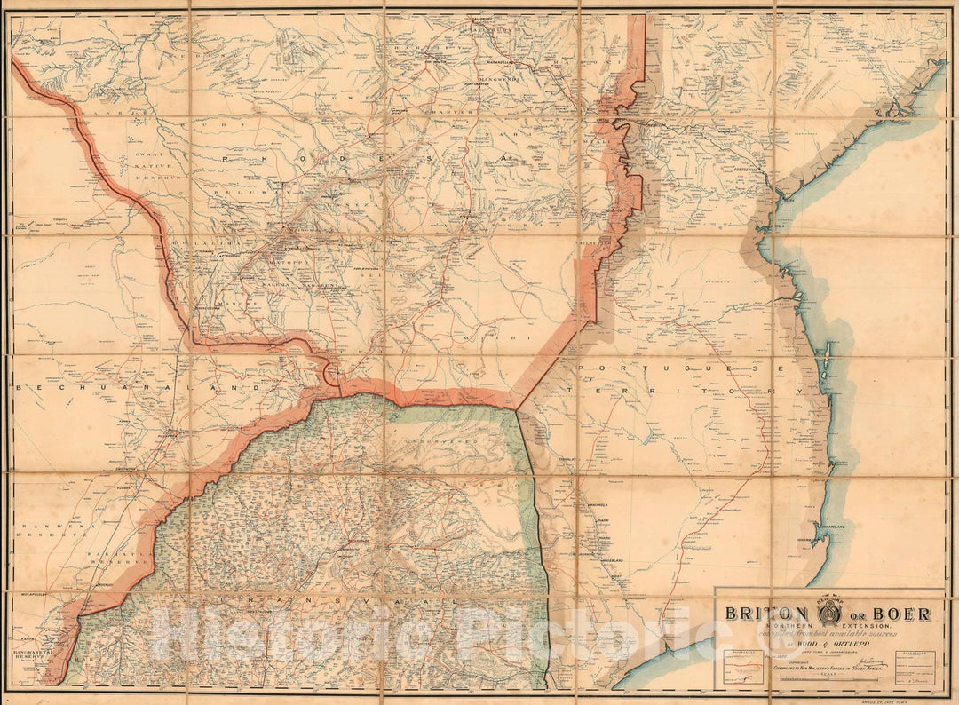 Historic Map : The Northern Transvaal, Wood anArttlepp, 1901, Vintage Wall Art