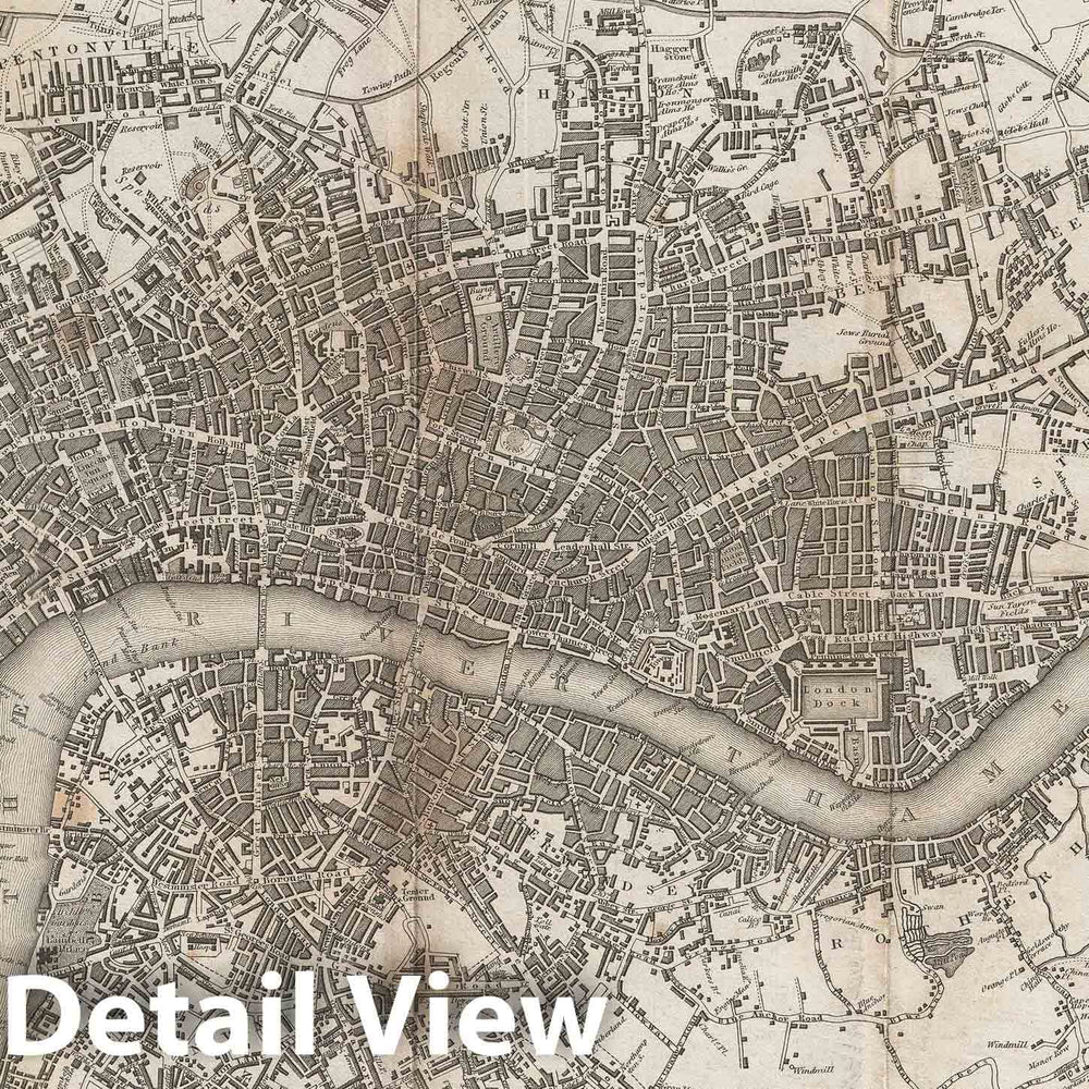 Historic Map : London, Westminster, and Southwark, Percy, 1823, Vintage Wall Art