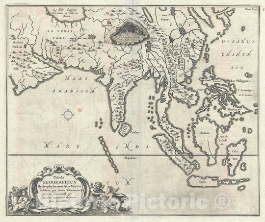 Historic Map : Southeast Asia, China, India, and The East Indies, Kircher, 1665, Vintage Wall Art