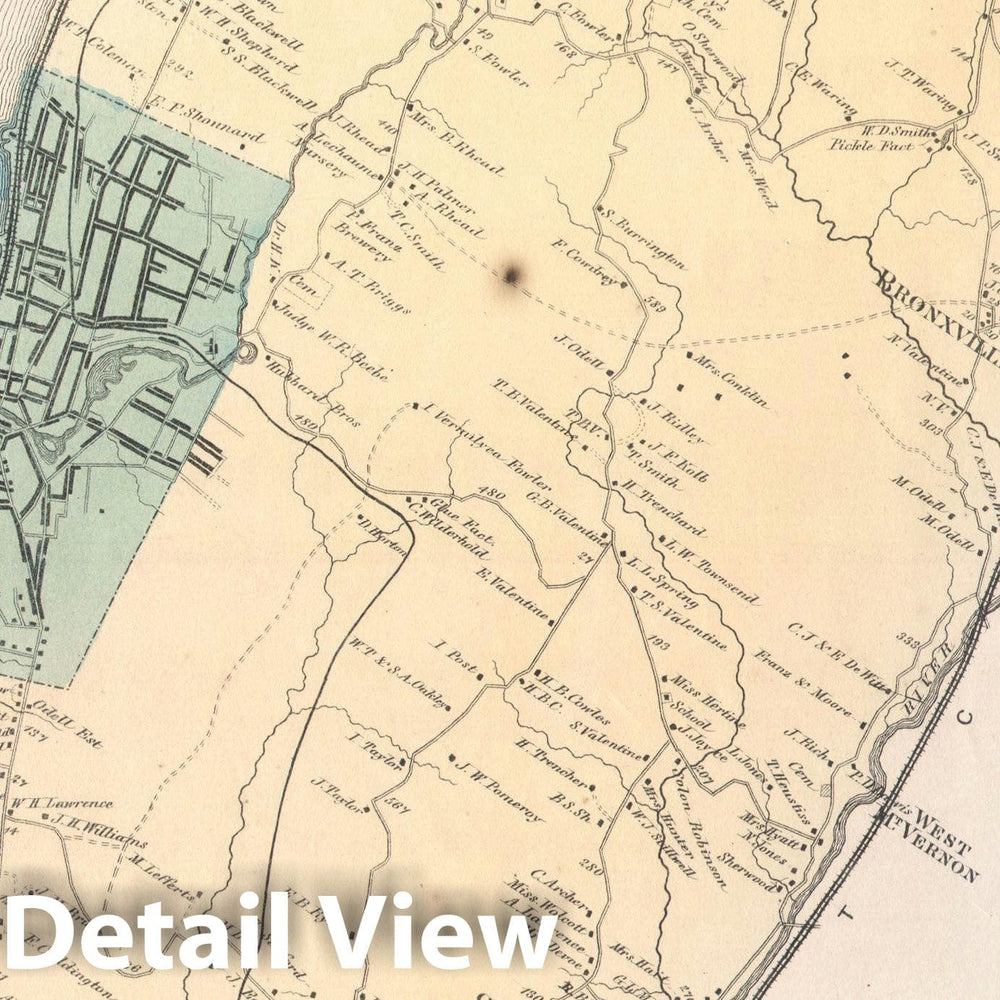 Historic Map : Yonkers " Bronx, Riverdale ", New York, Beers, 1867, Vintage Wall Art