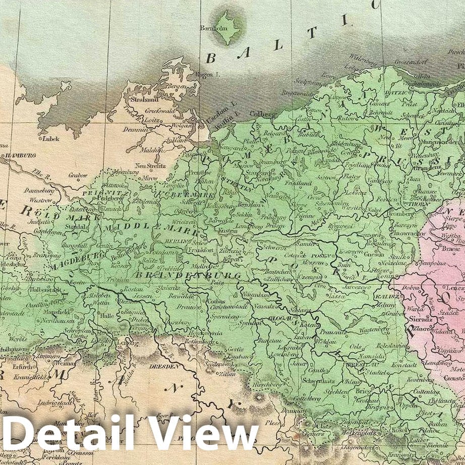 Historic Map : Prussia, Burr, 1835, Vintage Wall Art