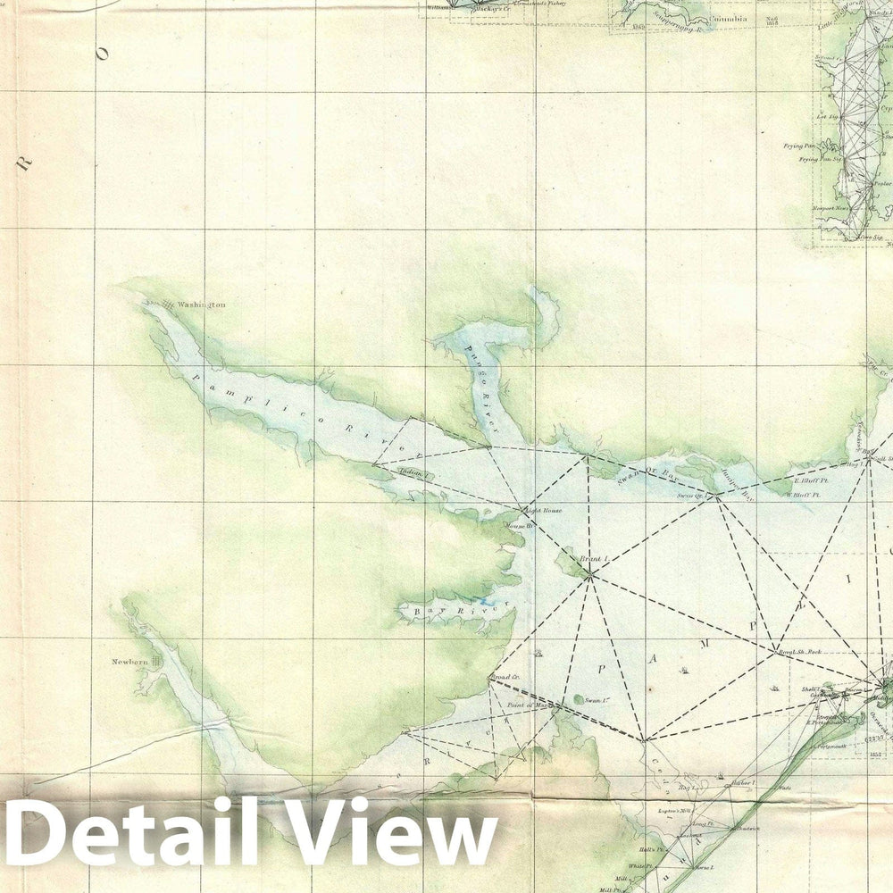 Historic Map : Nautical Chart The Carolina and Virginia Coast, U.S. Coast Survey, 1857, Vintage Wall Art