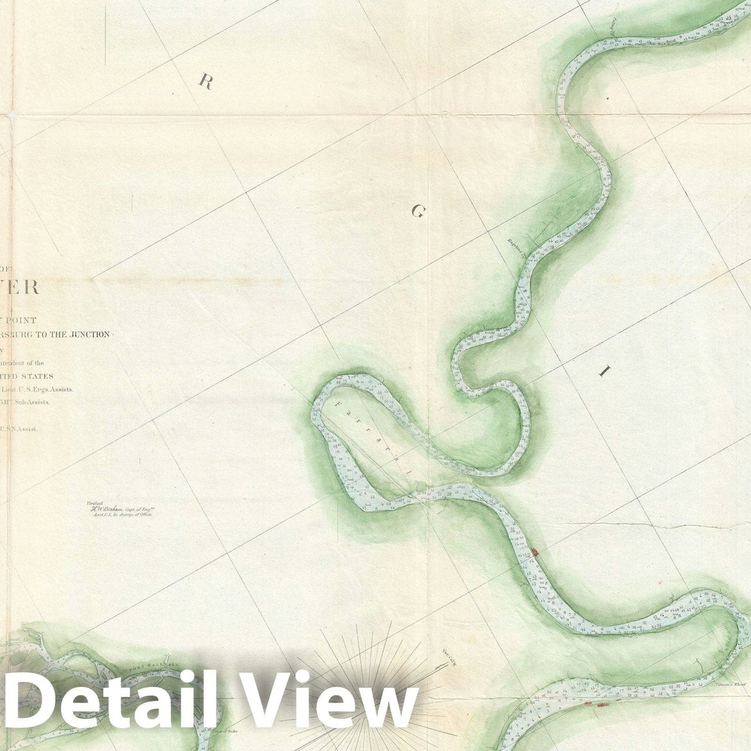 Historic Map : Nautical Chart James River, Virginia, U.S. Coast Survey, 1855, Vintage Wall Art