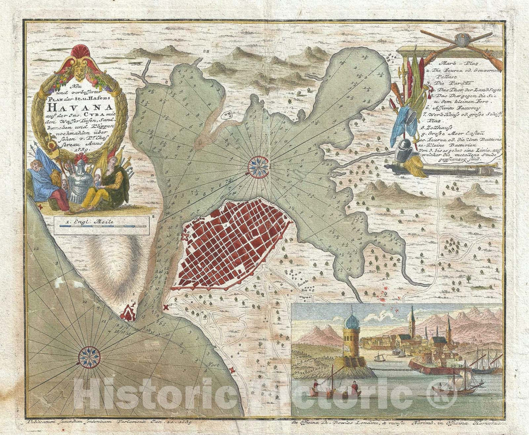 Historic Map : Havana, Cuba, Bowles, 1739, Vintage Wall Art