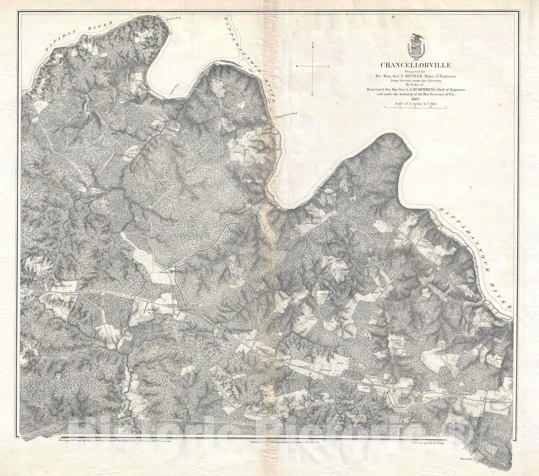 Historic Map : The Battlefield of Chancellorsville during The U.S. Civil War, Weyss, 1867, Vintage Wall Art