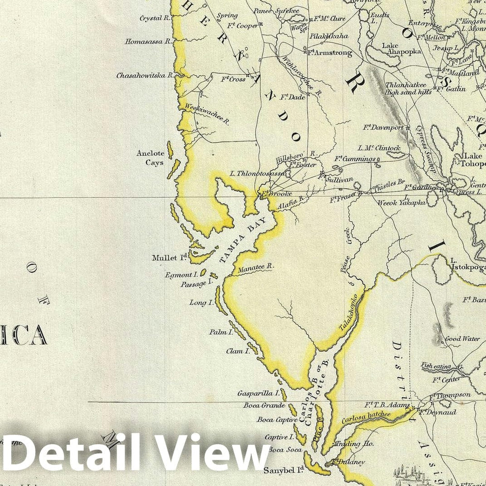 Historic Map : Florida, S.D.U.K., 1848, Vintage Wall Art