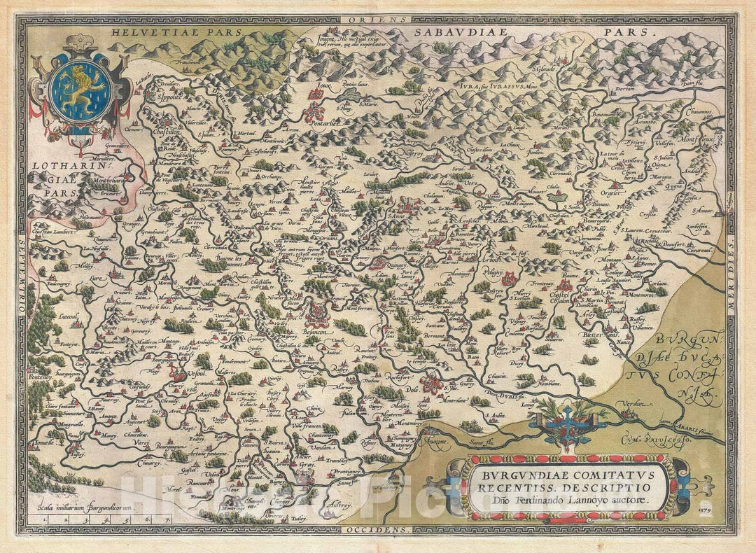 Historic Map : Burgundy, France "Wine Regions", Orteilus, 1592, Vintage Wall Art