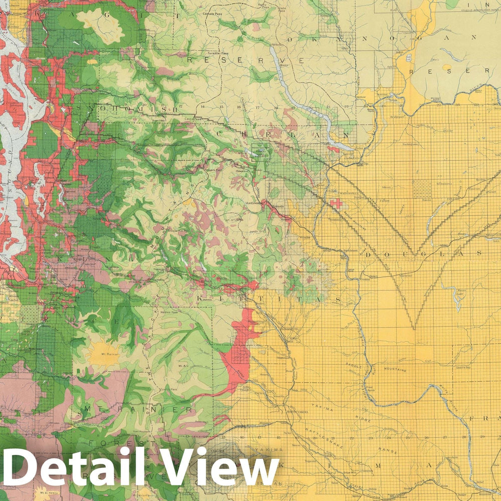 Historic Map : Washington State Timber Resources, Plummer, 1902, Vintage Wall Art