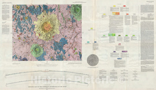 Historic Map : The Moon: Copernicus Crater Quadrangle, USGS Geologic, 1967, Vintage Wall Art