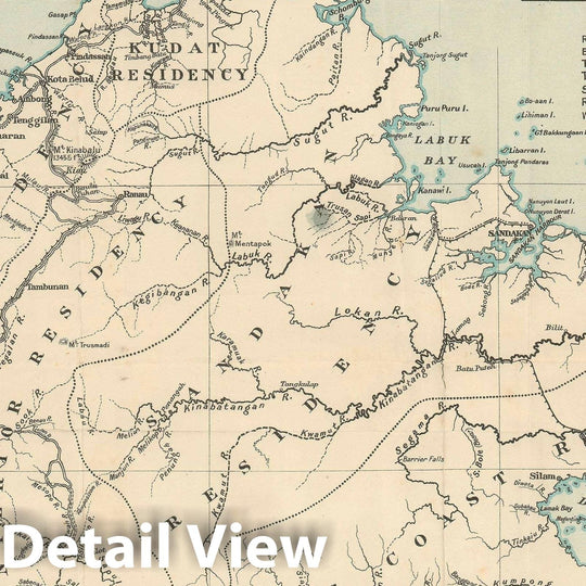 Historic Map : British North Borneo "Sabah, Malaysia", Stanford, 1926, Vintage Wall Art