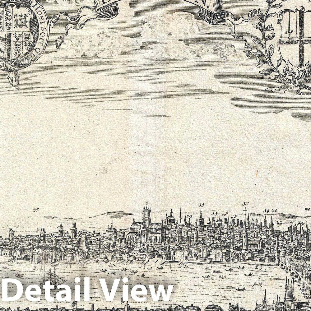 Historic Map : London, England "pre-Fire", Schnitzer, 1650, Vintage Wall Art