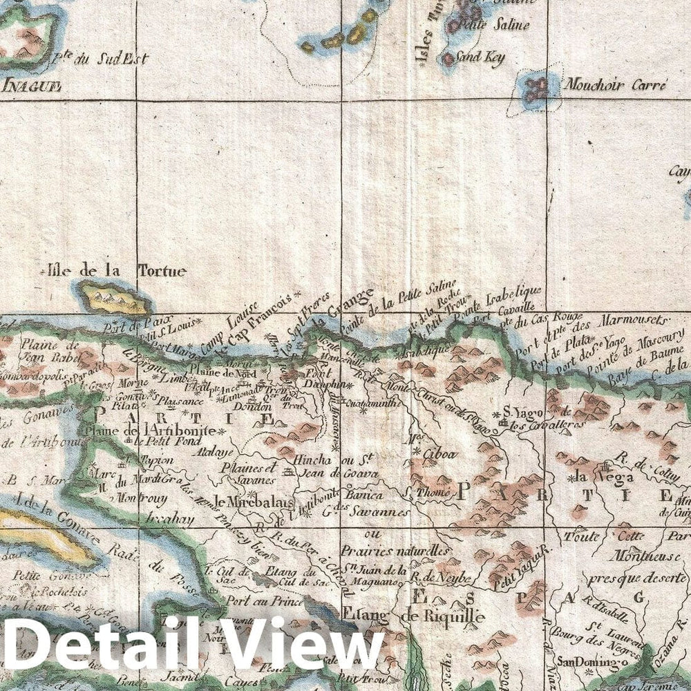 Historic Map : Hispaniola, West Indies, Raynal and Bonne, 1780, Vintage Wall Art