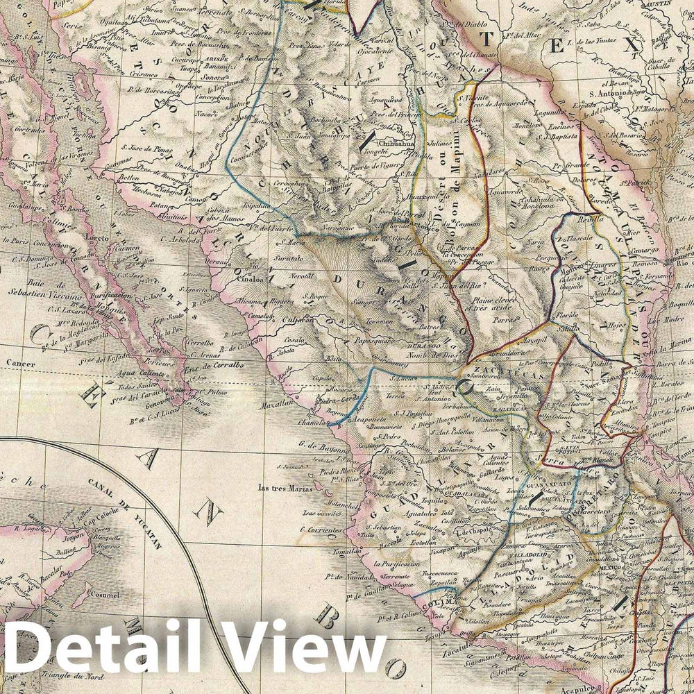 Historic Map : Mexico and The Republic of Texas, Brué, 1845, Vintage Wall Art