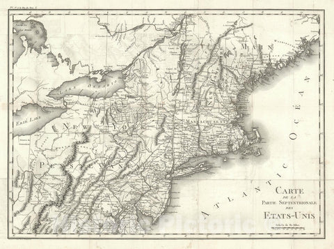Historic Map : The Northeastern United States w/Military Tracts, Tardieu, 1801, Vintage Wall Art