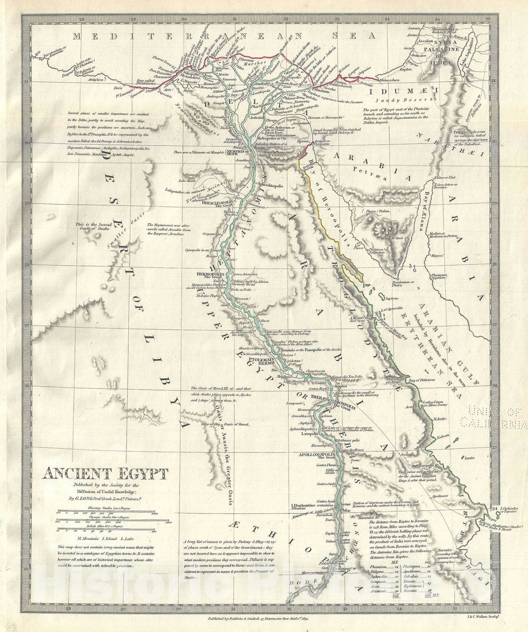 Historic Map : Ancient Egypt, S.D.U.K., 1831, Vintage Wall Art