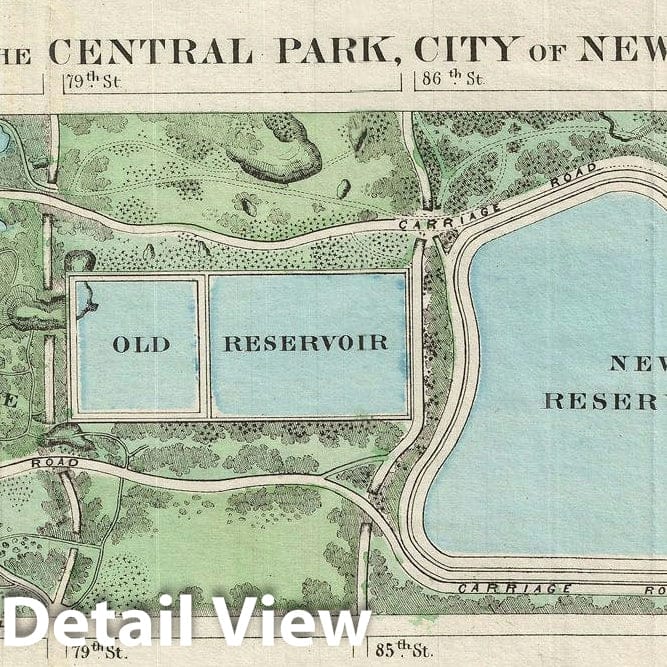 Historic Map : Plan of Central Park, New York City, Valentine, 1860, Vintage Wall Art