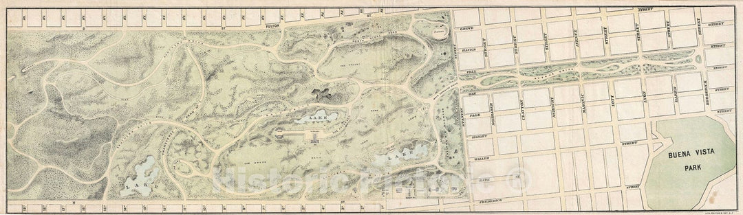 Historic Map : Golden Gate Park, San Francisco, Britton and Rey, 1874, Vintage Wall Art