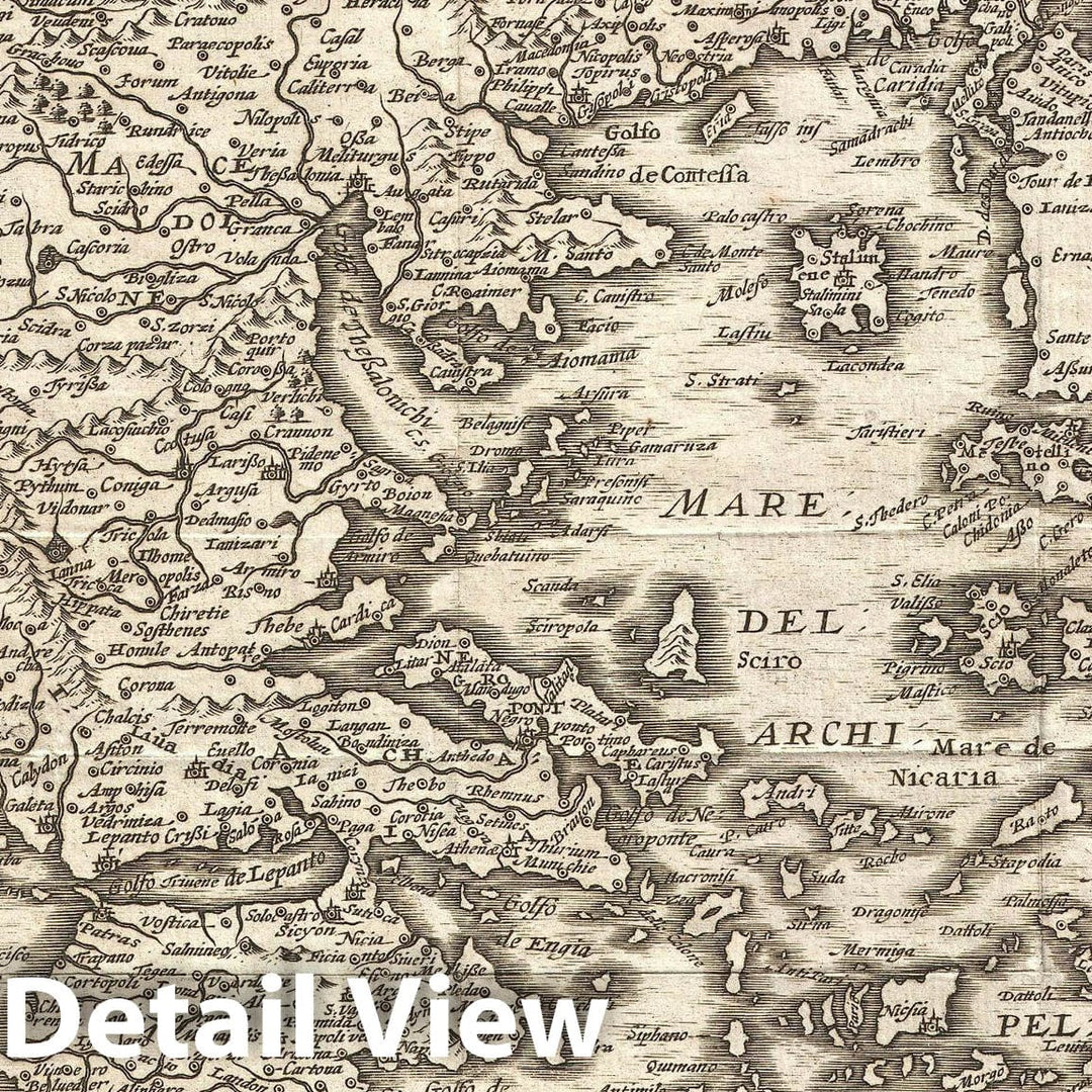 Historic Map : Greece, Martineau, 1700, Vintage Wall Art