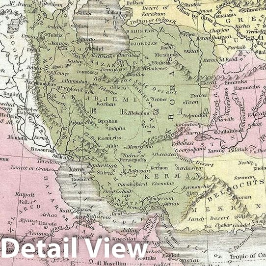 Historic Map : Arabia, Afghanistan and Persia "Iran", BraArtd, 1835, Vintage Wall Art