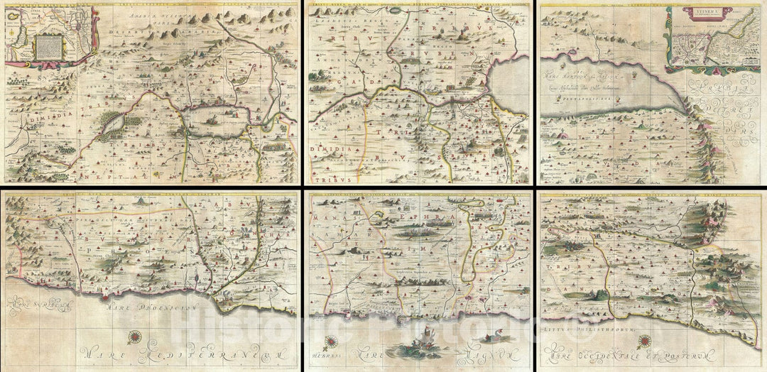 Historic Map : The Holy Land, Israel, and Palestine, Jansson and Hornius, 1662, Vintage Wall Art