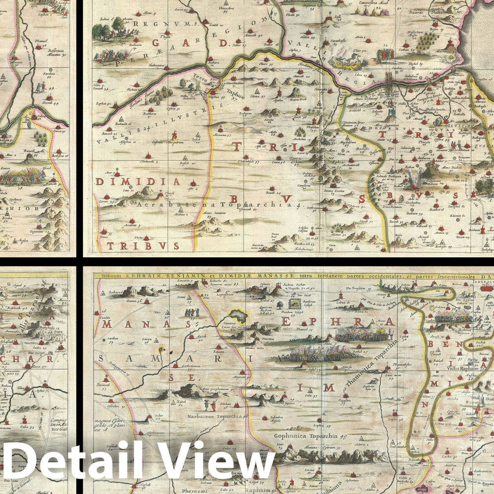 Historic Map : The Holy Land, Israel, and Palestine, Jansson and Hornius, 1662, Vintage Wall Art