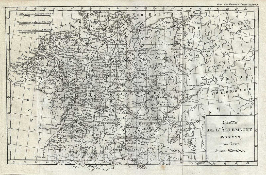 Historic Map : Germany, Bohemia and Poland, Delisle de Sales, 1782, Vintage Wall Art