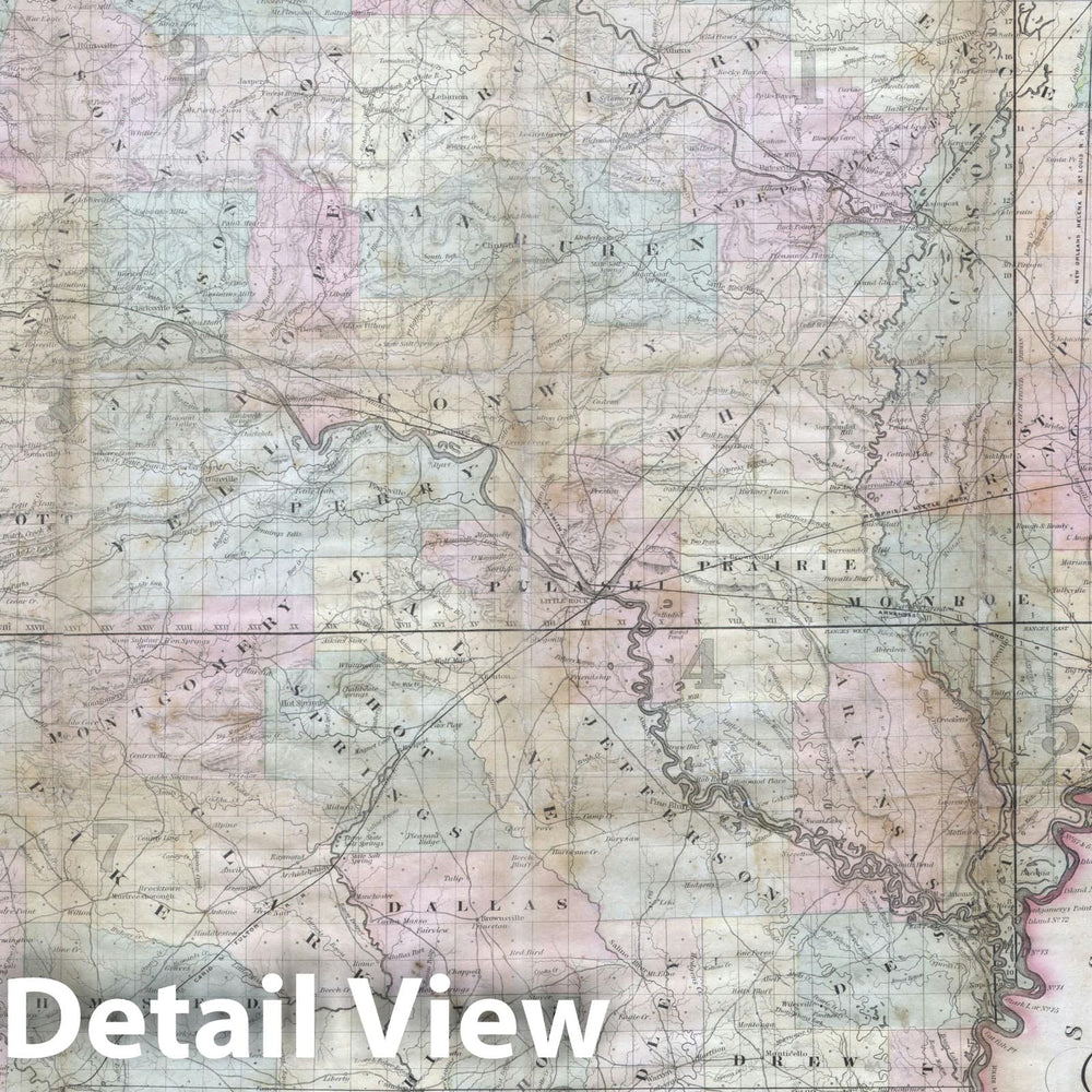 Historic Map : Arkansas " Railroads ", Colton, 1859, Vintage Wall Art