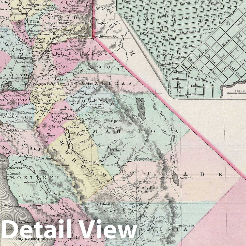 Historic Map : California and San Francisco, Colton, 1856, Vintage Wall Art