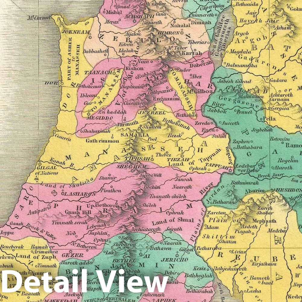 Historic Map : Israel, Palestine, or The Holy Land, Finley, 1828, Vintage Wall Art