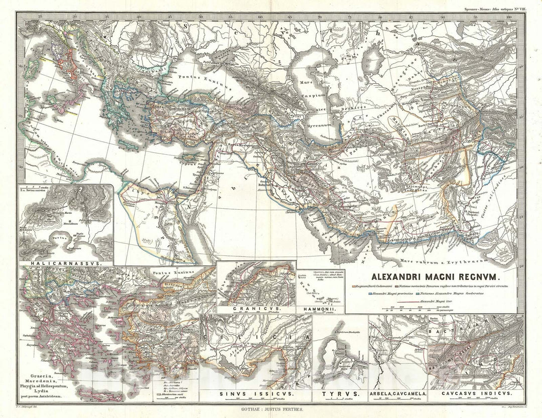 Historic Map : The Empire of Alexander The Great, Spruner, 1854, Vintage Wall Art