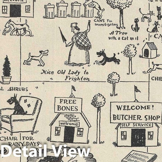 Historic Map : a Dog's Ideal Country Estate, John Held Fantasy, 1931, Vintage Wall Art