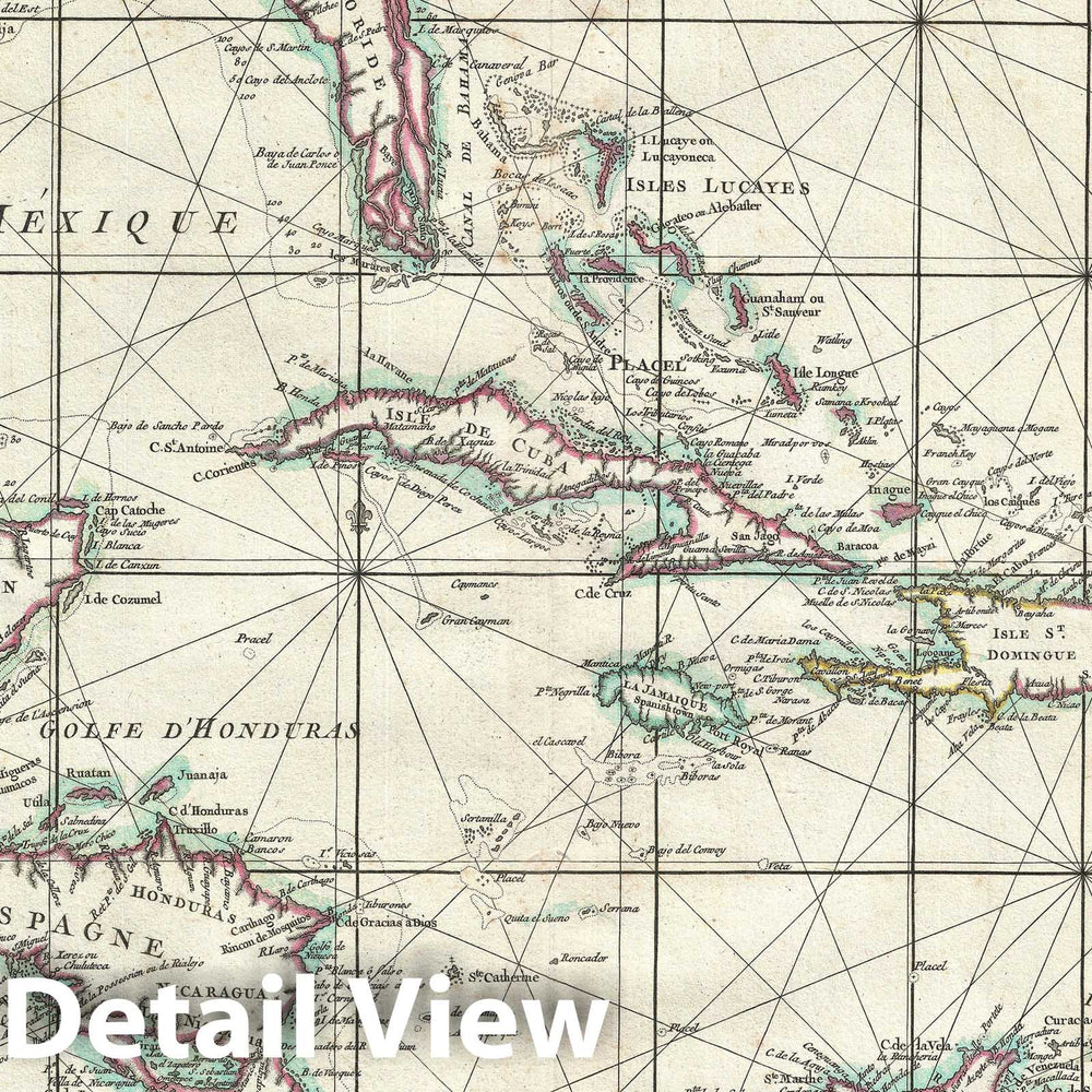 Historic Map : Central America and The West Indies " Caribbean ", Zannoni, 1762, Vintage Wall Art