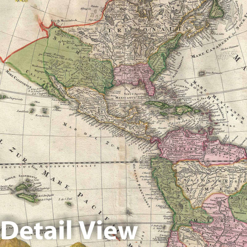 Historic Map : North America and South America, Homann, 1720, Vintage Wall Art