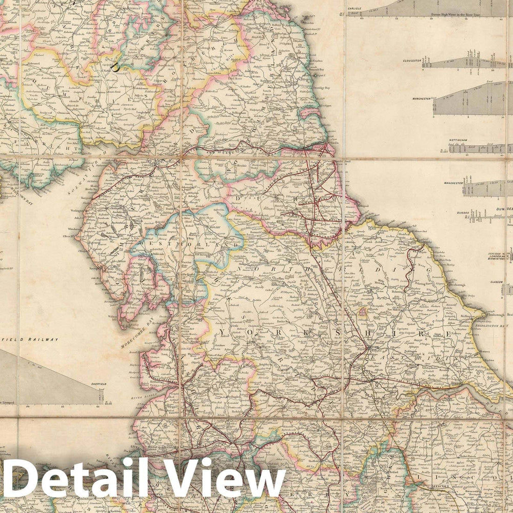 Historic Map : Great Britain, Bradshaw Railroad, 1839, Vintage Wall Art