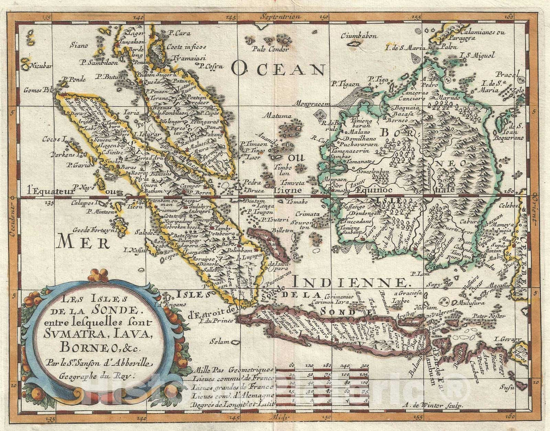 Historic Map : The East Indies "Sumatra, Java, Borneo", Sanson, 1657, Vintage Wall Art