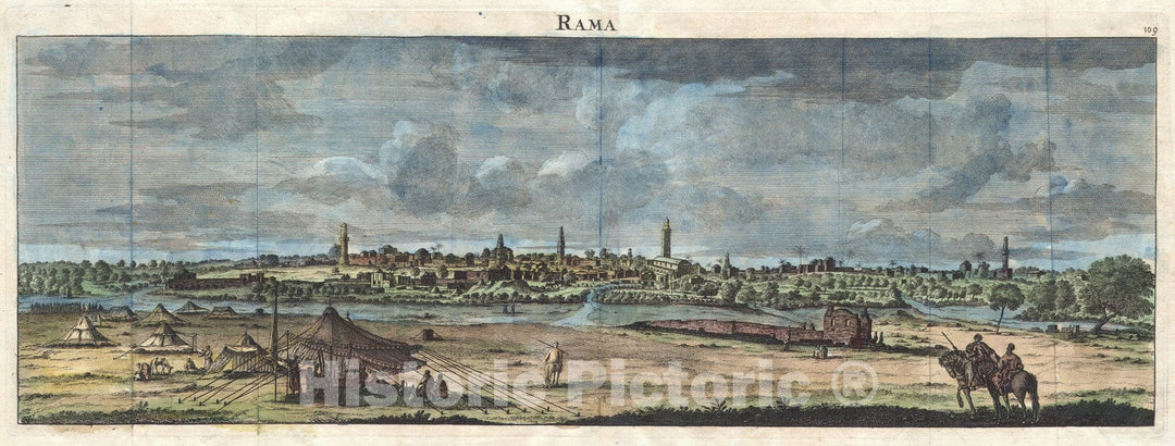 Historic Map : Rama, Israel "Palestine, Holy Land", De Bruijin, 1698, Vintage Wall Art