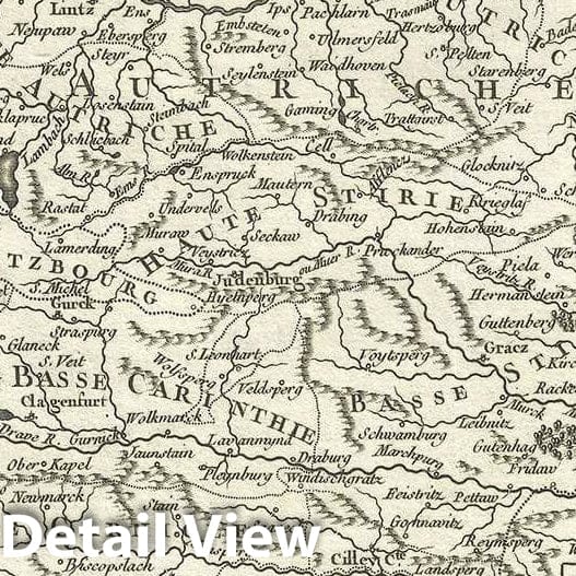 Historic Map : Inner Austria "Austria, Slovenia, Hungary", Vaugondy, 1748, Vintage Wall Art