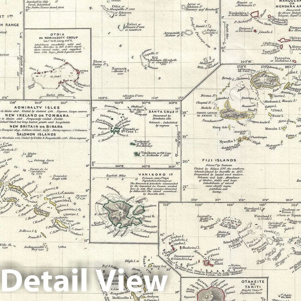 Historic Map : Polynesia or The Islands in The Pacific Ocean, S.D.U.K., 1840, Vintage Wall Art