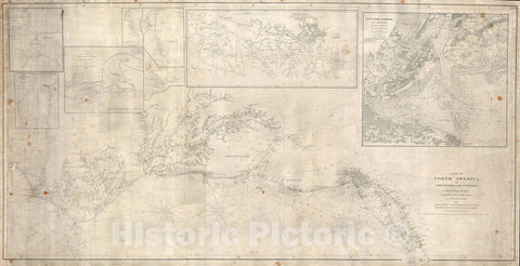 Historic Map : Nautical Chart Atlantic Coast of The United States, Blunt Blueback, 1846, Vintage Wall Art