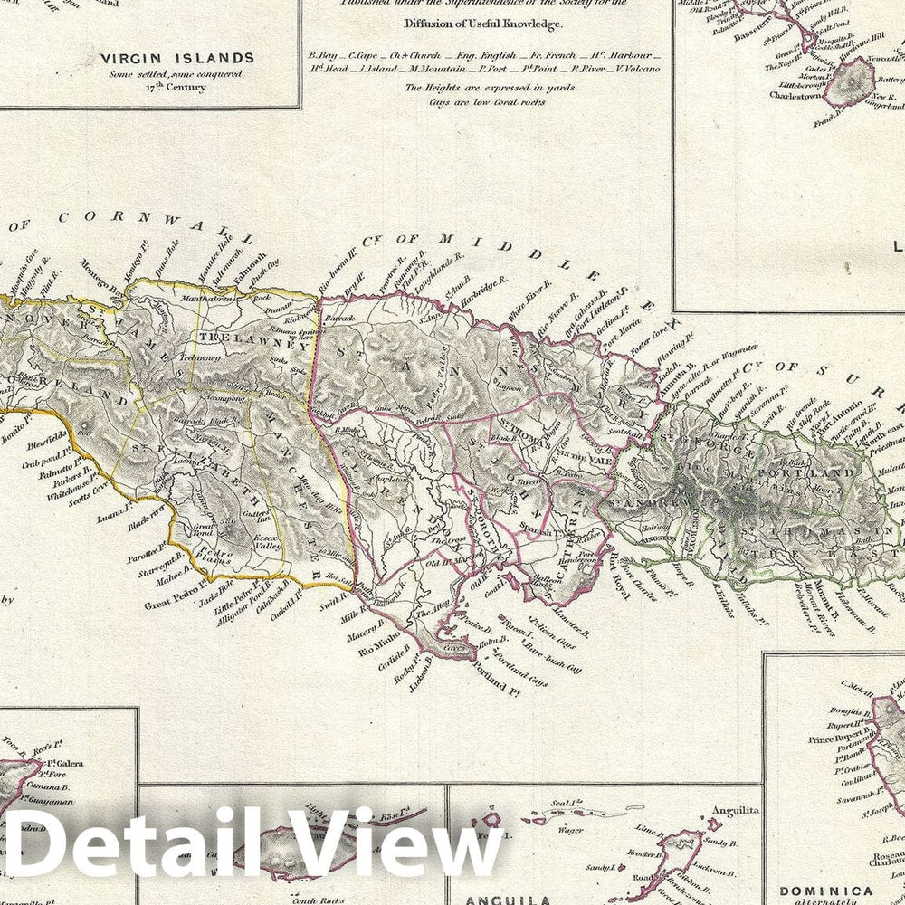 Historic Map : The British Islands in West Indies "Including Jamaica", S.D.U.K., 1835, Vintage Wall Art