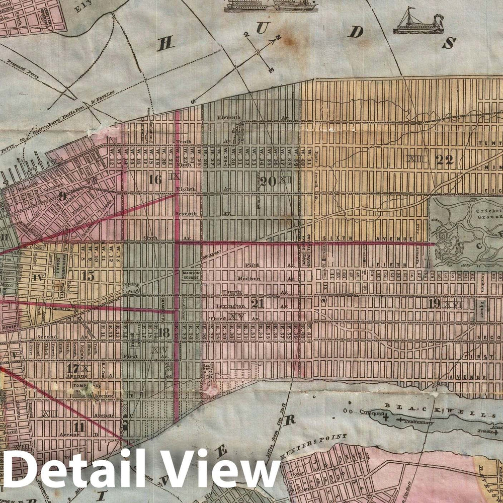 Historic Map : New York City, Phelps, 1857, Vintage Wall Art