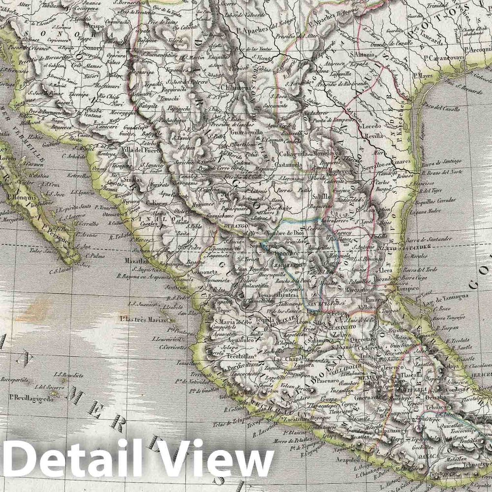 Historic Map : Mexico, Texas, and Upper California, Lapie, 1829, Vintage Wall Art