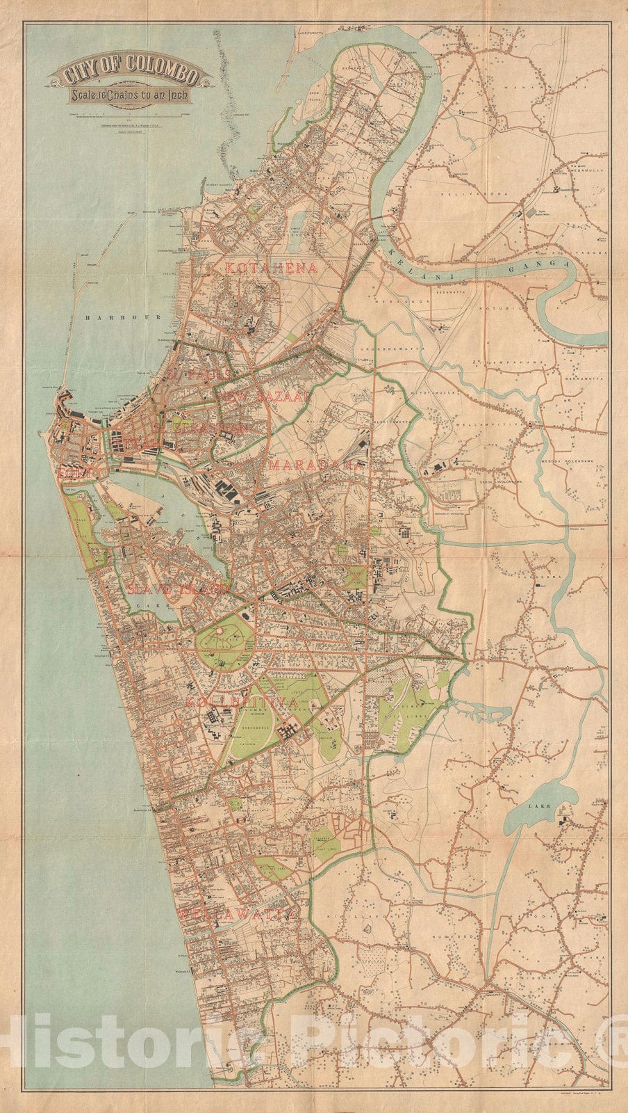 Historic Map : Colombo, Sri Lanka / Ceylon, Wickwar, 1926, Vintage Wall Art